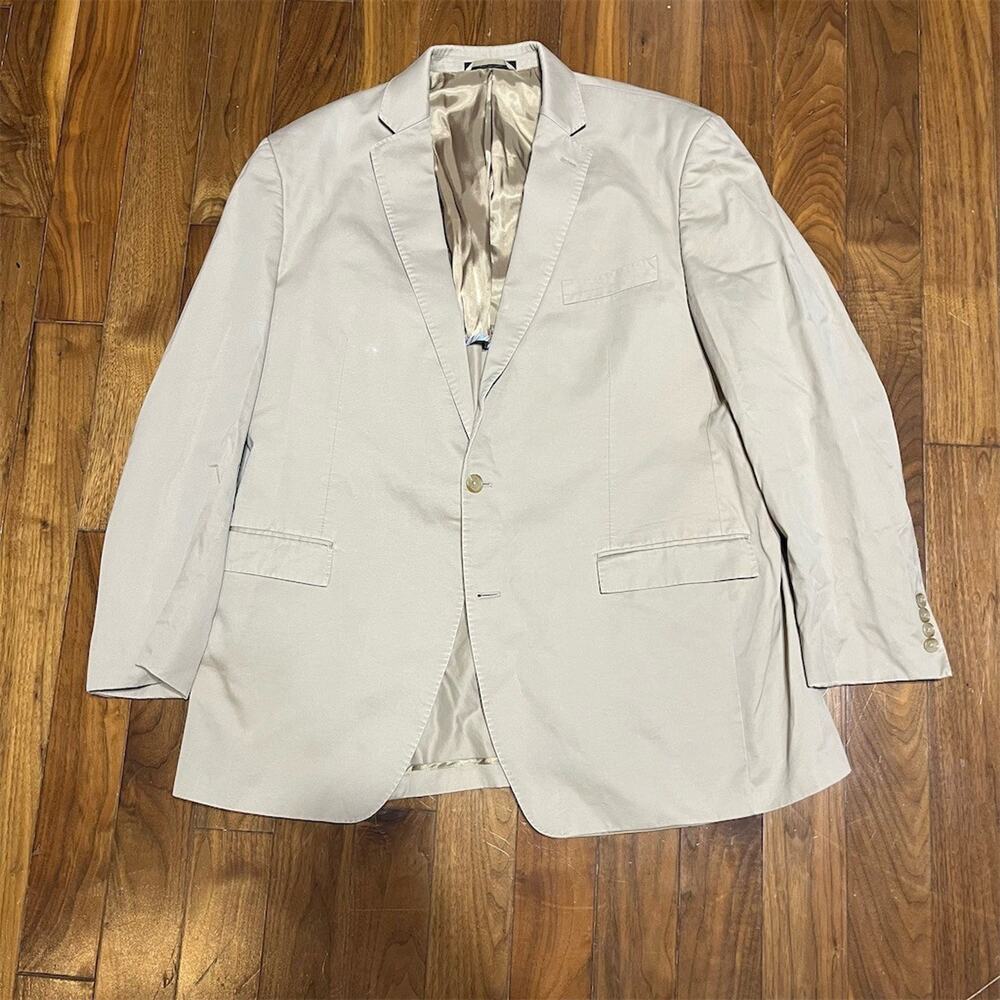 Lauren Ralph Lauren Sport Coat Blazer Mens 46L Beige 2-Button Notch Lapel